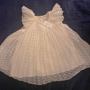 Gap Baby Pleated Flutter Sleeve Special Occasion Dress 6-12M in Ivory